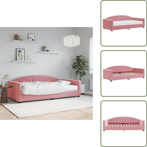 Lit de jour avec matelas rose 100x200 cm velours - Lit De Jour Avec Matelas - Canapé-lit - Lit D'appoint - Canapé-lit De Repos