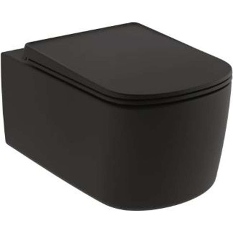 Kludi Resa S - Wand-WC mit SoftClose-Sitz, Rimless, Spiralflush, mattschwarz 27WCSET39