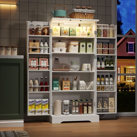 Küchen-Unterschrank 60 x 35 x 128 cm mit LED und verstellbaren Regalböden HAVRYA (1/5)