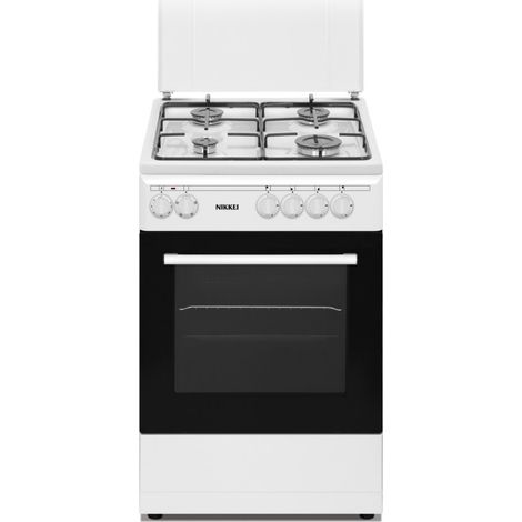 Nikkei Italia SN554WE cucina A Elettrico Gas Nero, Bianco