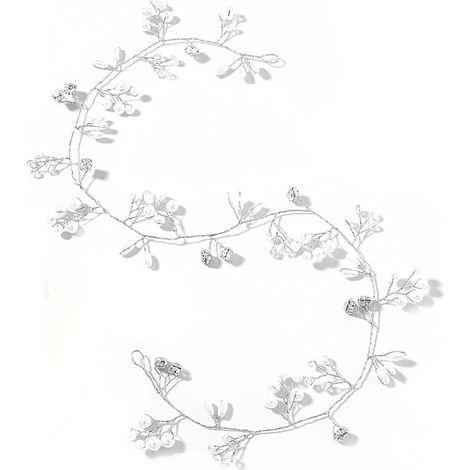 Diadème de mariée perles, chaîne souple décorative, accessoire cheveux noces, 50cm argenté (1/3)
