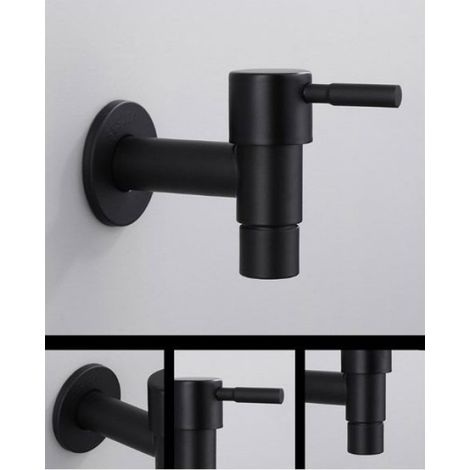 Robinet Lavabo - Acier Inoxydable - Ouverture Rapide - Pour Salle De Bain Et Jardin - Noir - 1 Pièce (1/5)