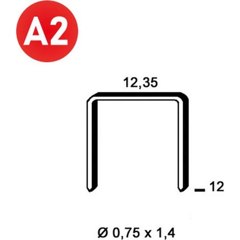 5 000 Agrafes Ak-12 Inox A2 - 12.35x12x0.75x1.4 mm - D-Work