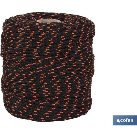 Cavo intrecciato hippy nero/arancione 3 mm x 100 m (1/2)