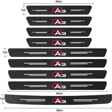 (9 pièces pour A3) Protections de seuil de porte en fibre de carbone pour Audi A3 (2009-2023) - Accessoires auto (1/3)