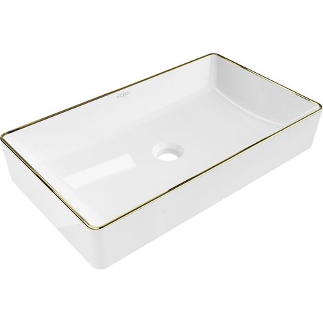 Mexen Nadia lavabo sobre encimera 62 x 35 cm, blanco/dorado borde - 21616005 (1/5)