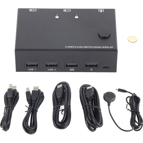Commutateur KVM 2 Ports Double Écran HDMI 4K 30Hz pour Partager Clavier Souris USB entre 2 PC (1/5)