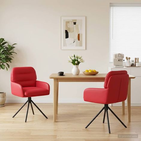 vidaXL Chaises de salle à manger pivotantes 2 pcs Simili cuir Rouge (1/5)