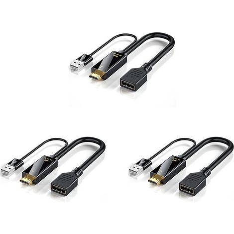 Compatible con 3 cables adaptadores DP macho a hembra 4K@60Hz (1/4)
