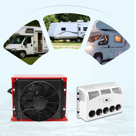 Climatiseur De Cabine De Camion, Climatiseur Split pour Stationnement, Sans Consommation De Carburant, pour Camping-Car, Bus, Caravane, Poids Lourds, Excavatrice, Chantier,12V-Rouge (1/5)