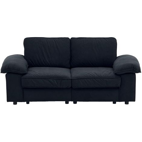 Sofá recto, sofá de 2 plazas con almacenamiento integrado, estructura de madera, de tela, negro (1/5)