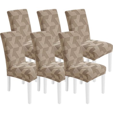 Stretch Stuhlhussen 6er Set, elastisch, hochlehnergeeignet, Khaki (1/5)