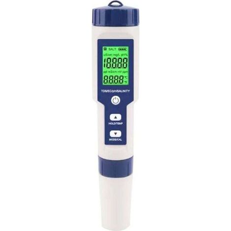 Salzgehaltsmessgerät für Pools, 5-in-1 digitales Meerwasser-Salzgehaltsmessgerät, wasserdichtes Testset (IP67) (1/4)