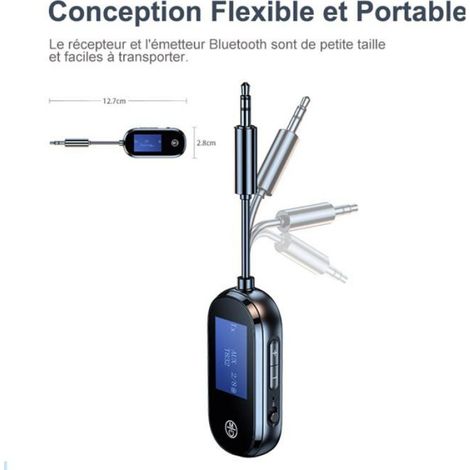 Adaptateur Bluetooth 5.3 - Transmetteur Récepteur 2 en 1 - Écran LCD - Jack 3,5 mm - Pour TV Haut-Parleurs Casques - 13 h Autonomie - 1 Pièce (1/5)