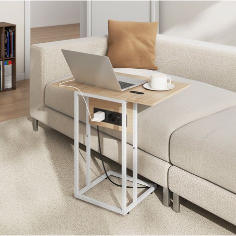 Tavolino pieghevole 39x29x57 cm in legno e metallo bianco salvaspazio FloraGrace (1/5)