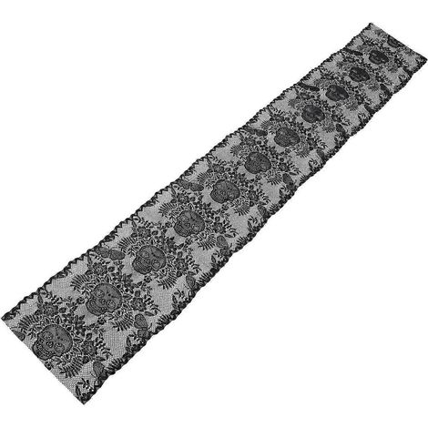 Chemin de table d'Halloween en polyester noir, 200 x 30 cm, pour la décoration intérieure et les fêtes. (1/5)