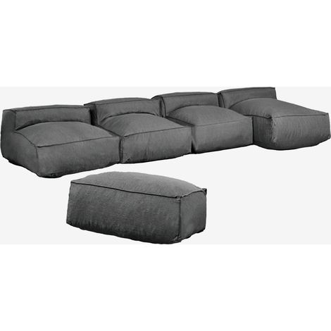 SKLUM Dojans 4-teiliges modulares Ecksofa mit Hocker für den Garten Grau Granit                                  
