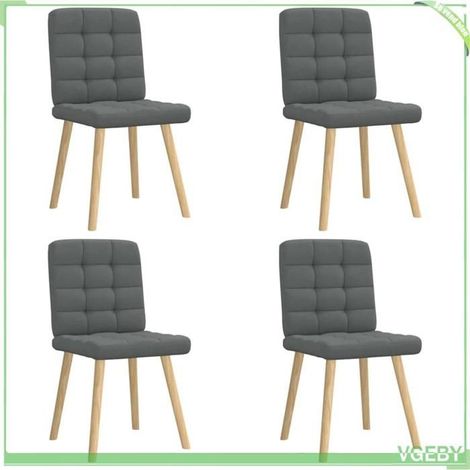 Chaise de salle à manger - 3315192 - Lot de 4 - Tissu gris foncé - Pieds bois & métal (1/5)