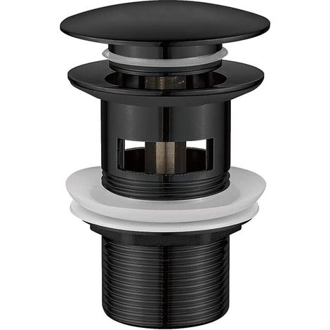 M20502B Bomba de desagüe para baño, tapón de lavabo con rebosadero, emergente, negro, M (1/4)