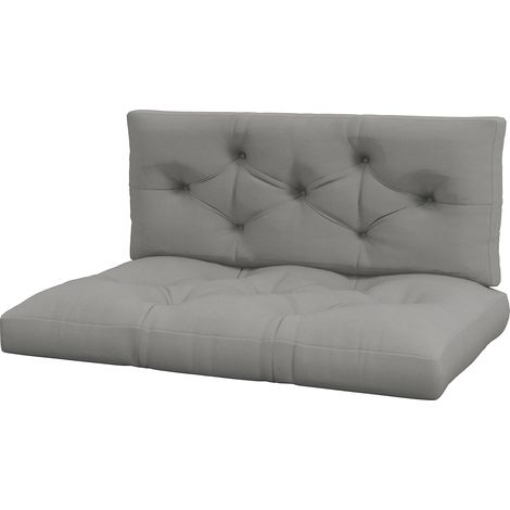 Gepolstertes Stuhlkissen, 120 x 80 x 12 cm, mit Knopfheftung, grau, dicke Sitzfläche für Sofa