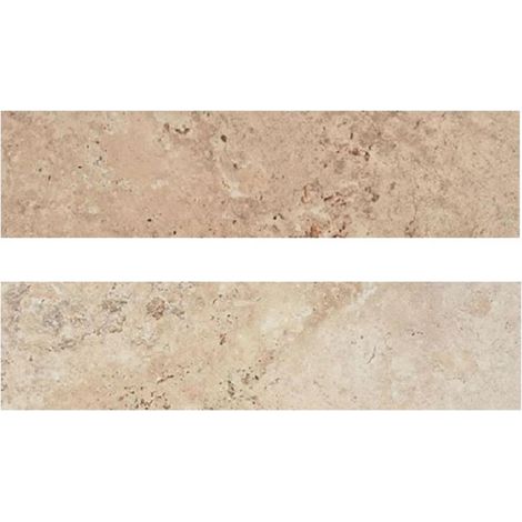 Carrelage plinthe droite effet pierre TIBER 7,2x 60 cm - Natural rectifié -Variation forte des nuances : V4