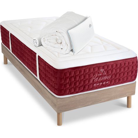 Ensemble Matelas Passion Ressorts ensachés Accueil mémoire + sommier + accessoires - 90 x 200 cm (1/5)