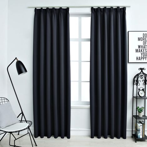 Lot de 2 Rideaux occultants,Décoration Chambre Fenêtre,Rideau Thermique Isolant avec crochets Anthracite 140x245 cm GDSVW58043 (1/5)