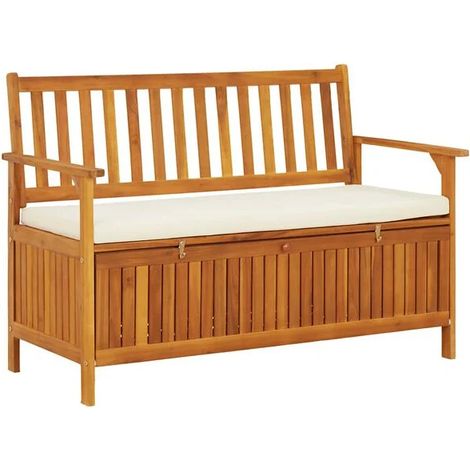 Banc de rangement de jardin, bois d'acacia massif, 120 x 63 x 84 cm (1/5)