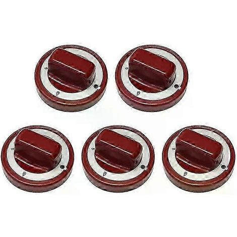 Lot de 5 boutons de barbecue rotatifs ronds en bakélite rouge résistante aux hautes températures, avec joint torique imprimé, diamètre 60 mm, axe de 87 mm - JXLGV (1/5)