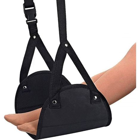 Repose-pieds pour bagage cabine, repose-pieds réglable en hauteur, accessoires de voyage, hamac pour les pieds, noir (1/3)