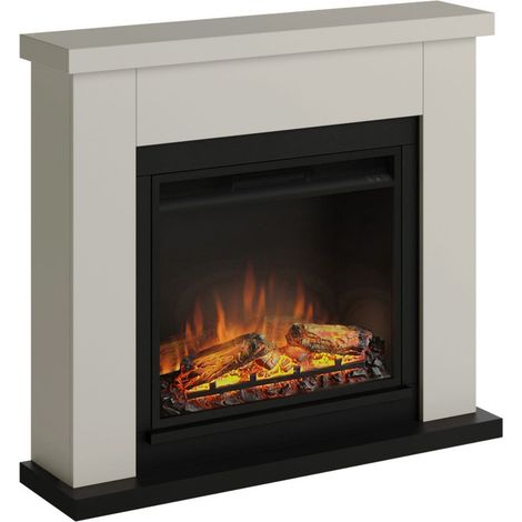 Caminetto Elettrico da Pavimento Tagu Frode con Cornice Decorativa in Legno Beige (1/3)