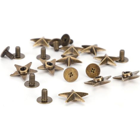 Rivets en forme d'étoile, accessoires de décoration pour vêtements et chaussures, avec vis, 14 mm, bronze (1/5)