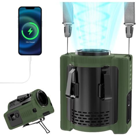 MERTTURM Ventilateur de ceinture portable, 10 000 mAh rechargeable (22 heures de refroidissement), ventilateur puissant sans mains pour cou/corps/ceinture/bureau avec lumière et banque d'alimentation (1/5)