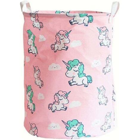 Unicorn Laundry Basket Large Storage Baskets Canvas Kids Baskets Home Organizer Foldable Containers for Girls Baby Nursery Room Holiday Decor, Pink (1/5)