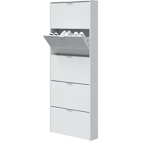 Scarpiera - Mobile Portascarpe Bianco Lucido 17x70x180h cm (1/5)