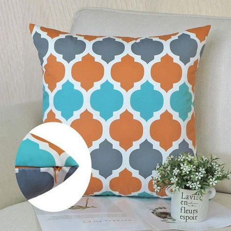 Housse de coussin carrée, motif simple et réversible, lot de 4, pour canapé, chaise, salon, 45 x 45 cm (orange)MHZB (1/4)