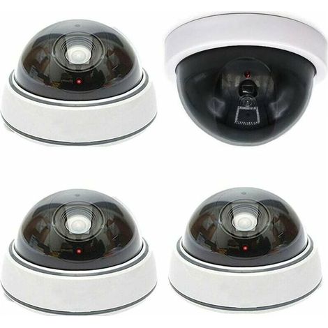 4PCS Caméra Factice Dme sans Fil Faux Simulation de Sécurité Extérieur avec Look Réaliste LED IR pour Protection de Sécurité de Magasin et Maison (1/5)