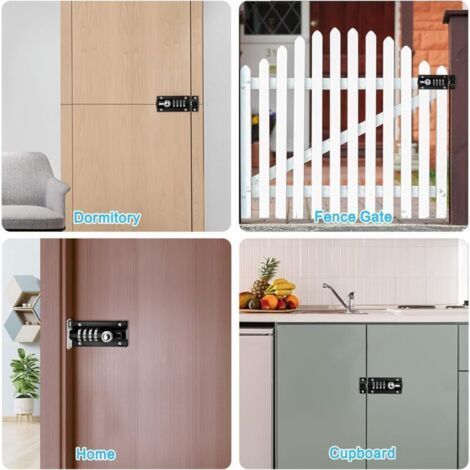 NALOOKAMIC Loquet de Verrouillage à Combinaison Verrou à Combinaison à 4 Chiffres Verrou de Porte à Code Mécanique Serrure Sans Clé Glissière Verrou de Porte Inviolable pour Armoire Jardin