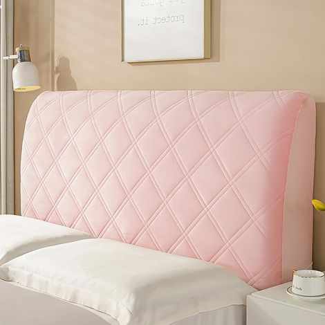 Copri testiera universale, copri testiera elasticizzato morbido, copri testiera corto in peluche antipolvere lavabile, per la decorazione della camera da letto, rosa, 160 cm