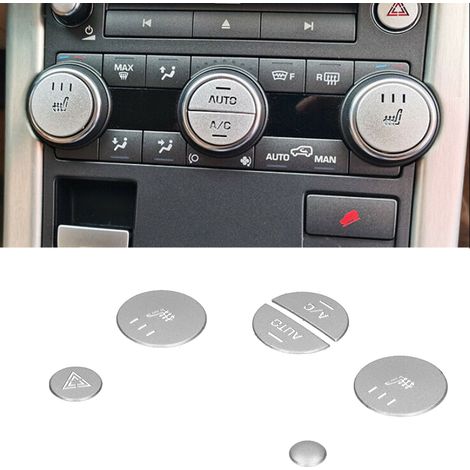 Modification automobile : autocollants décoratifs pour boutons et molettes de la console centrale du Land Rover Range Rover Evoque (2012-2018) (1/5)