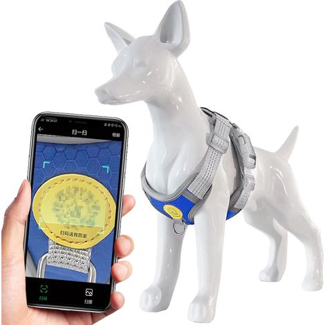 Filiyano-Harnais de poitrine réfléchissant pour chien de grande et petite taille, style gilet, avec laisse bleue. (1/3)