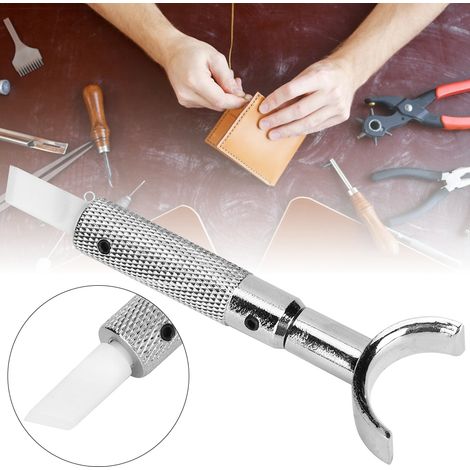 Couteau à main pivotant en cuir, lame en céramique pour la sculpture du cuir, kit d'outils de bricolage blanc (B 7 mm oblique)