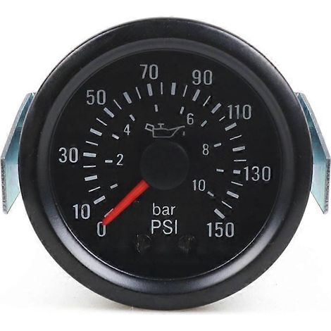 Manomètre mécanique de pression d'huile 52 mm 0-10 bar / 0-150 psi avec capteur NPT1/8 pour voitures, camions et engins de chantier (1/5)