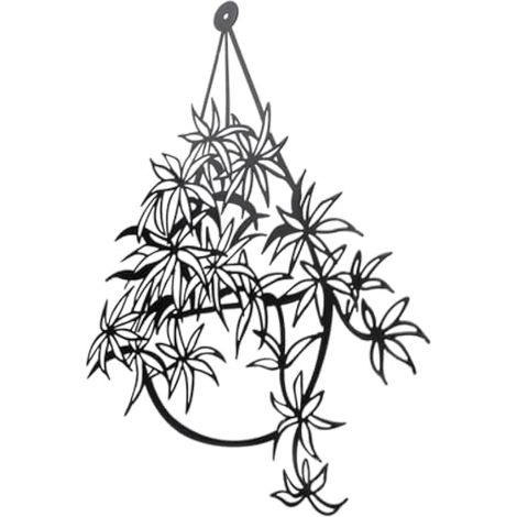 FUTUREORYY Décoration Murale en Métal Fer Noir de Fleur Vivante, Sculpture Murale Suspendue pour Jardin et Pelouse, Design Unique et Gain de Place (1/5)
