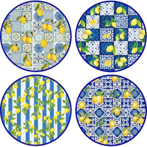 Sottobicchieri in ceramica con motivo a limone - Stile colorato e moderno