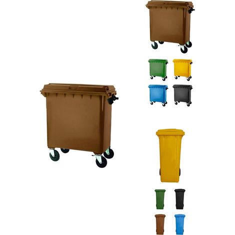 Contenedor de Basura Reciclables de Colores con Ruedas y Mango Antideslizantes 120L, 240L, 360L, 800L y 1100L