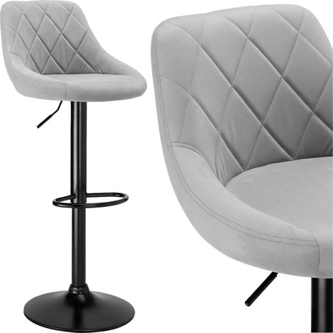 Tabouret de bar Cydro en velours noir et gris (1/5)