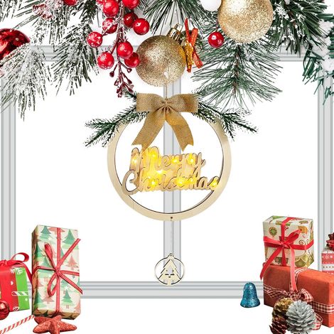 Panneau en bois Merry Christmas Panneau de bienvenue de Noël en bois Étiquettes en bois Merry Indoor pour porte d'entrée, restaurant, porche (1/5)