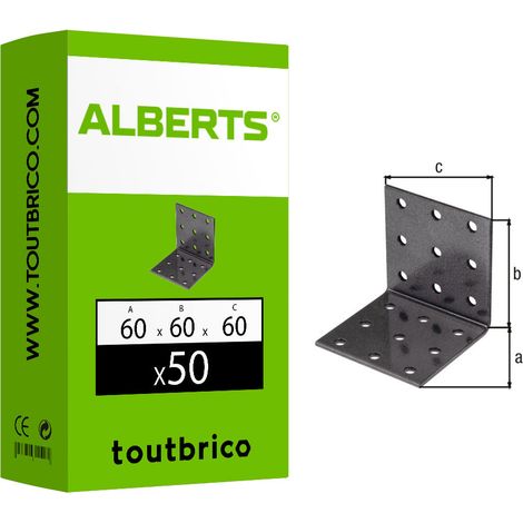 50 équerres d'assemblage 60x60x60mm noir diamant galvanisé Duravis Alberts