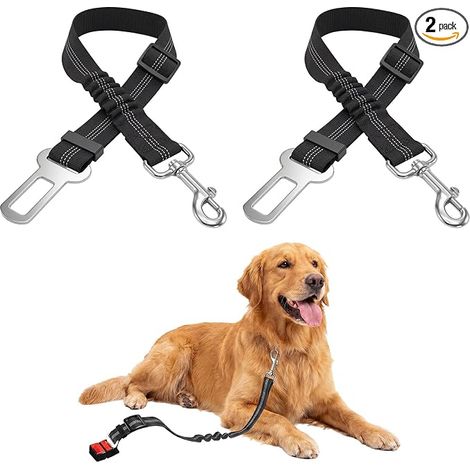 Ceinture Chien Voiture Harnais Ceinture Chien Voiture Chocs et Mousqueton pour Voiture pour Chiens et Chats (1/5)